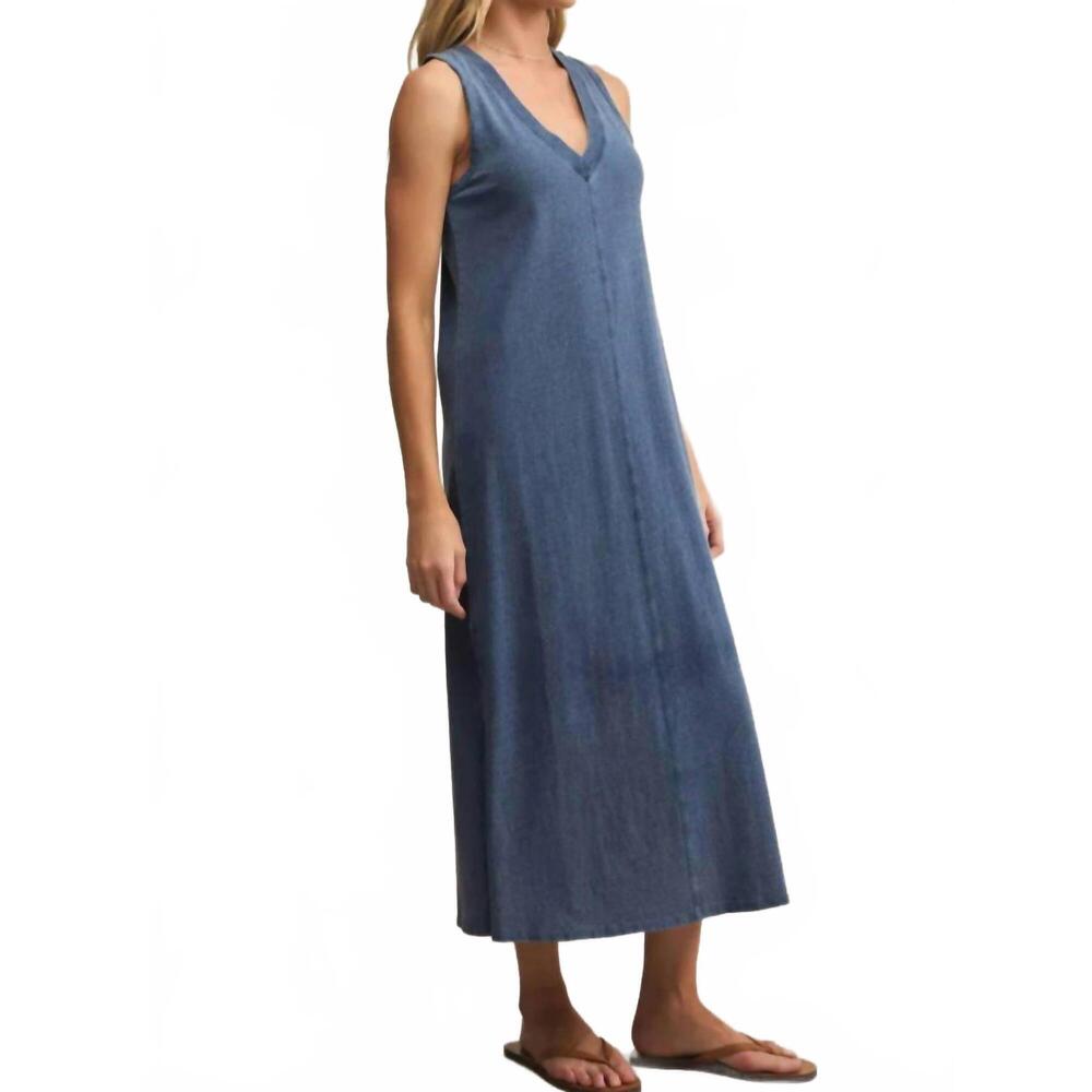 NEW Z SUPPLY palisades jersey denim dress in vintage indigo - Picture 4 of 5